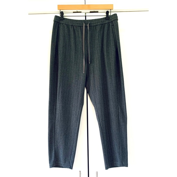 Eileen Fisher Drawstring Trouser Pants Slouchy Herringbone Gray Tapered Size S - Picture 8 of 8